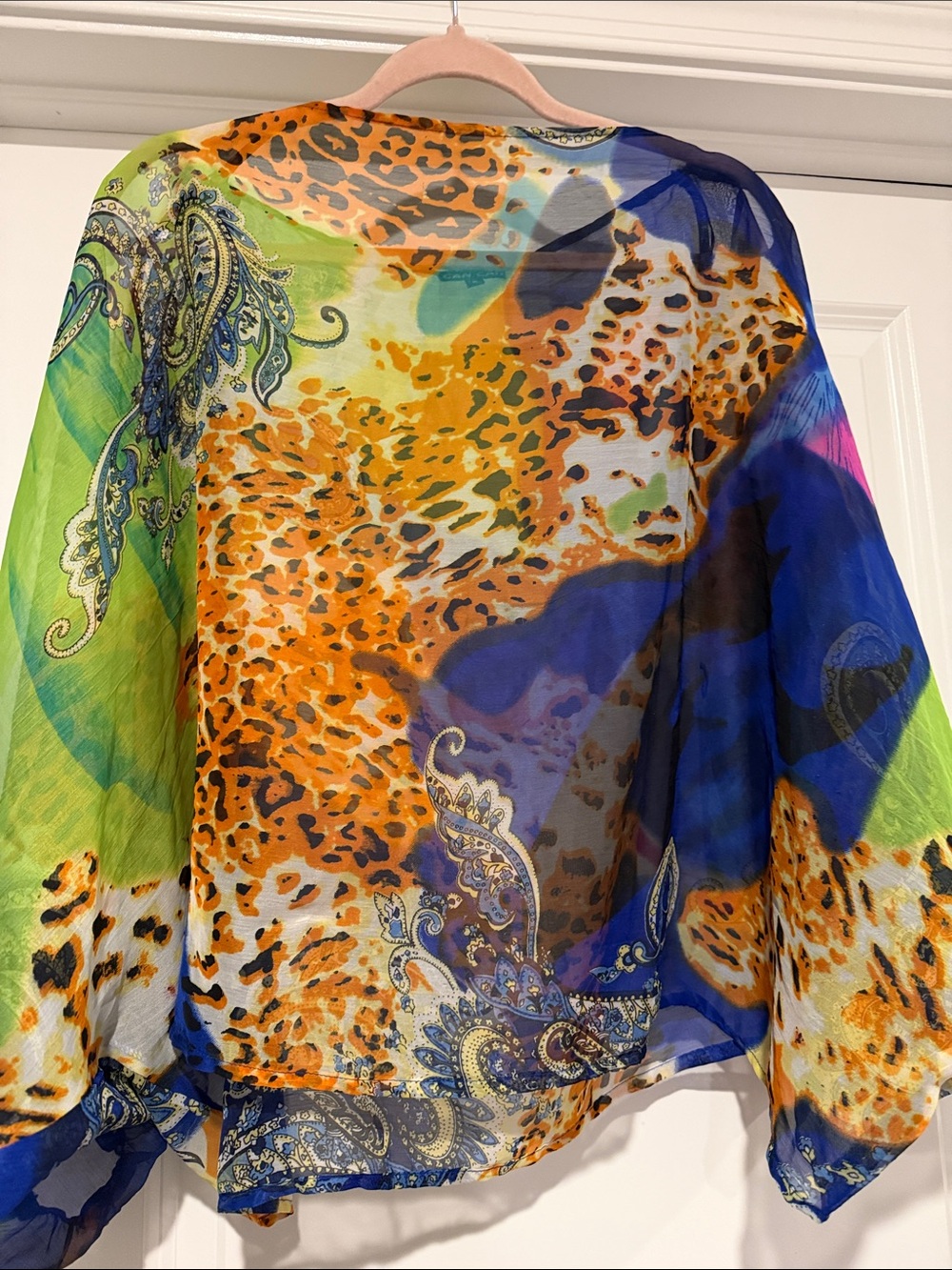 Sheer Multicolor Animal & Paisley Print Blouse